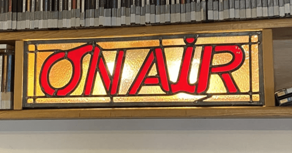 On-Air light outside Studio A at KCAW, Sitka, Alaska. Photo by Aaron Read.