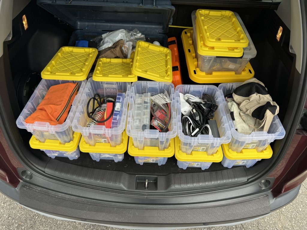 Yellow bins with open lids.